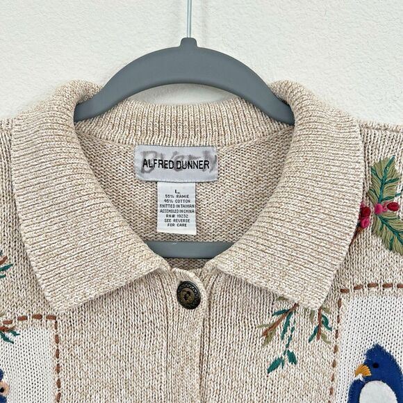 Alfred Dunner Knit Cardigan Sweater Sz L Novelty Floral Embroidered‎ Ice Skating - Picture 9 of 16